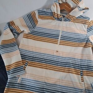 🌊 O'NEILL Striped Fleece Hoodie | Cream + Blue | MEDIUM | NWT